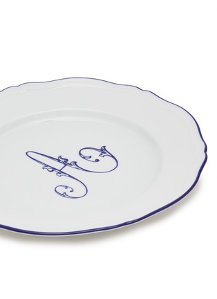 Detail View - Click To Enlarge - GINORI 1735 - Corona Monogram Blu' A Initial Porcelain Flat Dinner Plate — Set Of 4