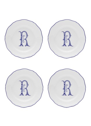 Main View - Click To Enlarge - GINORI 1735 - Corona Monogram Blu' R Initial Porcelain Flat Bread Plate