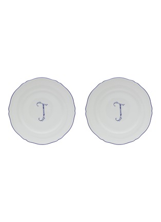 Main View - Click To Enlarge - GINORI 1735 - Corona Monogram Blu' J Initial Porcelain Charger Plate — Set Of 2