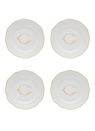 Main View - Click To Enlarge - GINORI 1735 - Corona Monogram Oro' C Initial Porcelain Flat Dinner Plate — Set Of 4