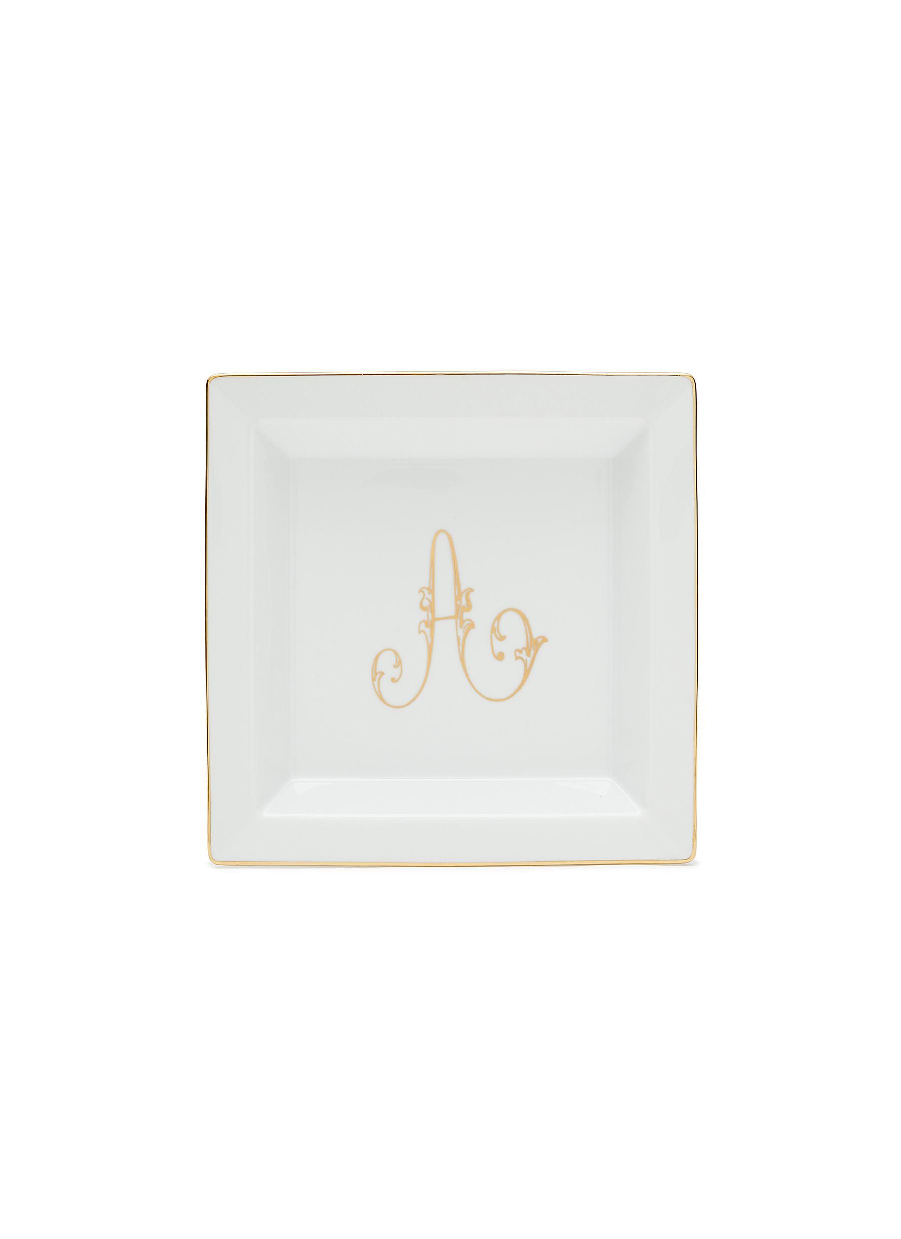 Corona Monogram Oro’ A Initial Porcelain Large Square Vide Poche