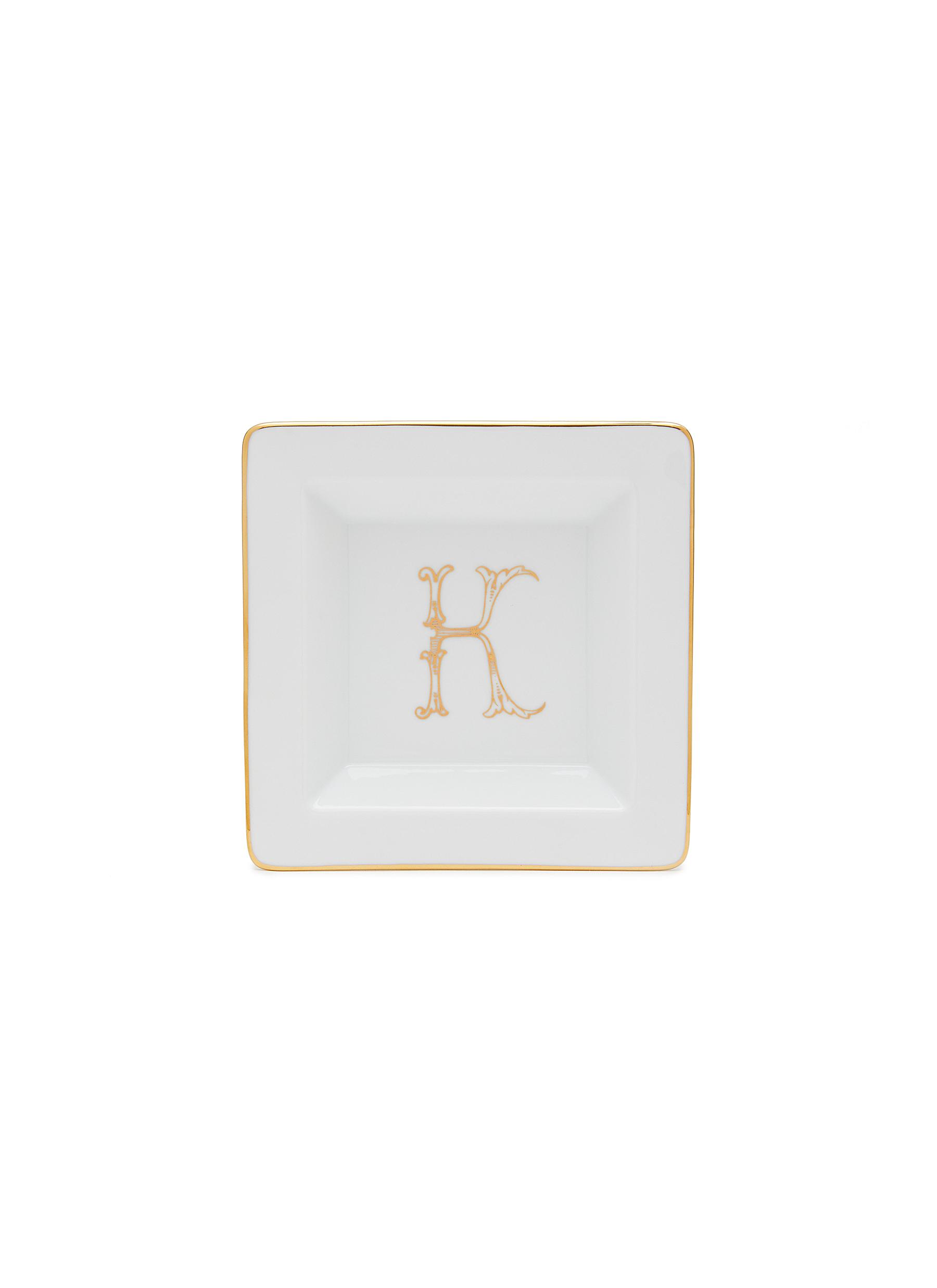 Corona Monogram Oro’ K Initial Porcelain Small Square Vide Poche