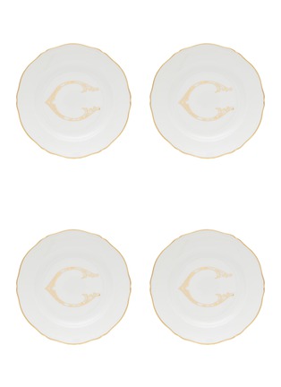 Main View - Click To Enlarge - GINORI 1735 - Corona Monogram Oro C Initial Porcelain Flat Dessert Plate