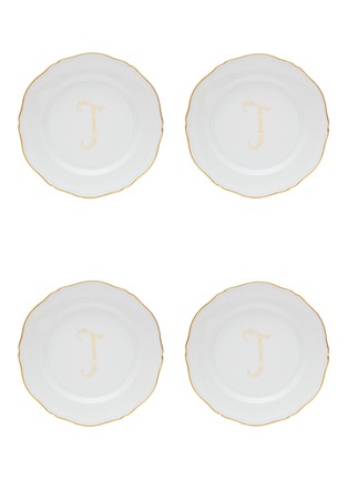 Main View - Click To Enlarge - GINORI 1735 - Corona Monogram Oro J Initial Porcelain Flat Dinner Plate