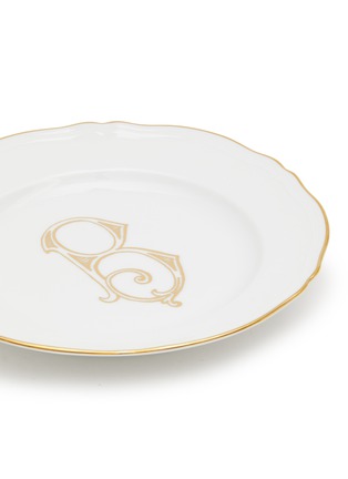 Detail View - Click To Enlarge - GINORI 1735 - Corona Monogram Oro B Initial Porcelain Flat Dessert Plate Set of 4