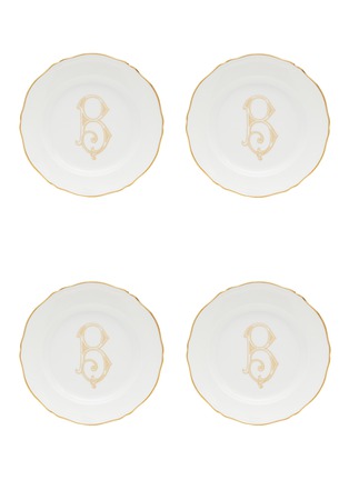 Main View - Click To Enlarge - GINORI 1735 - Corona Monogram Oro B Initial Porcelain Flat Dessert Plate Set of 4