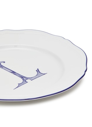 Detail View - Click To Enlarge - GINORI 1735 - Corona Monogram Blu' L Initial Porcelain Dinner Plate — Set of 4