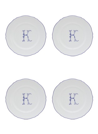 Main View - Click To Enlarge - GINORI 1735 - Corona Monogram Blu K Initial Porcelain Charger Plate Set of 2