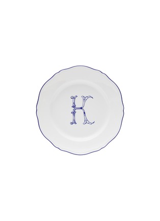 Main View - Click To Enlarge - GINORI 1735 - Corona Monogram Blu' K Initial Porcelain Dinner Plate — Set of 4