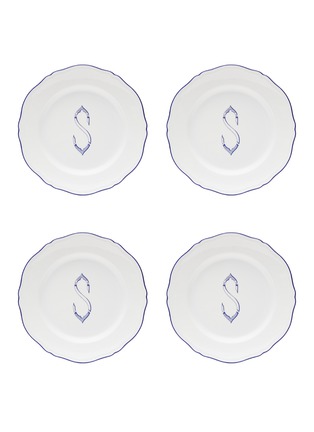 Main View - Click To Enlarge - GINORI 1735 - Corona Monogram Blu' S Initial Porcelain Dinner Plate — Set of 4