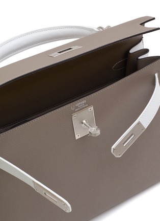 Detail View - Click To Enlarge - MAIA - Kelly Horseshoe Argile And White 28CM Epsom Leather Bag