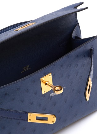 Detail View - Click To Enlarge - MAIA - Mini Kelly Blue Roy Ostrich Leather Pochette Bag