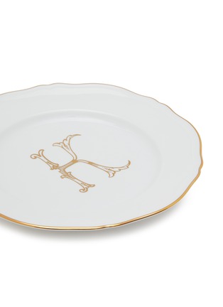 Detail View - Click To Enlarge - GINORI 1735 - Corona Monogram Oro K Initial Porcelain Dinner Plate Set of 4