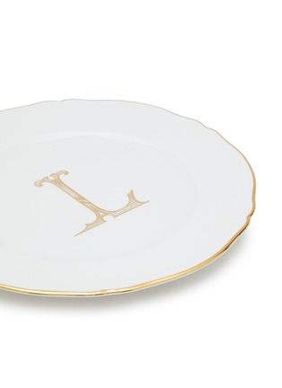 Detail View - Click To Enlarge - GINORI 1735 - Corona Monogram Oro L Initial Porcelain Charger Plate