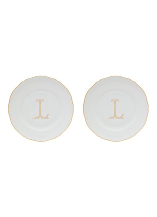 Main View - Click To Enlarge - GINORI 1735 - Corona Monogram Oro L Initial Porcelain Charger Plate