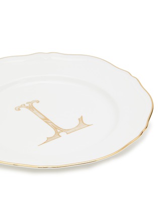 Detail View - Click To Enlarge - GINORI 1735 - Corona Monogram Oro L Initial Porcelain Flat Dinner Plate Set of 4