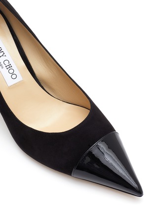 Detail View - Click To Enlarge - JIMMY CHOO - Rene' Patent Leather Point Toe Suede Pumps