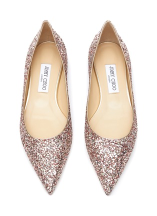 Detail View - Click To Enlarge - JIMMY CHOO - Love' Glittered Pointed Flats