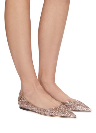 Figure View - Click To Enlarge - JIMMY CHOO - Love' Glittered Pointed Flats