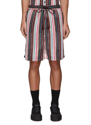 Main View - Click To Enlarge - SONG FOR THE MUTE - ‘Beau' Elastic waist stripe jacquard shorts