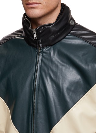 Detail View - Click To Enlarge - SONG FOR THE MUTE - DRAWSTRING HOOD FAUX LEATHER JACKET