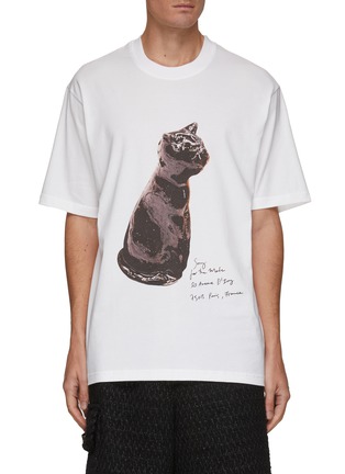 Main View - Click To Enlarge - SONG FOR THE MUTE - Porcelain Cat Print Oversized Cotton Jersey T-Shirt