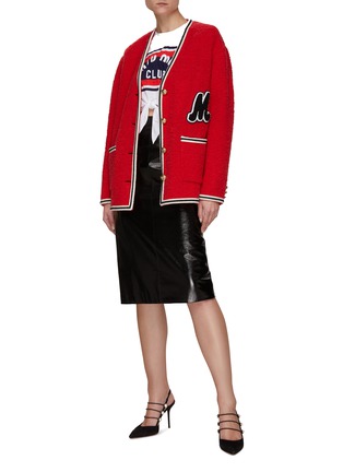 Figure View - Click To Enlarge - MIU MIU - M LETTER EMBROIDERY LONG SLEEVES CARDIGAN