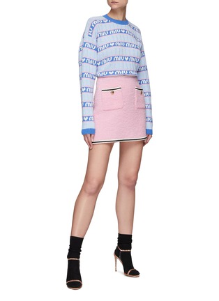 Figure View - Click To Enlarge - MIU MIU - TWO POCKET FRONT BOUCLE MINI SKIRT