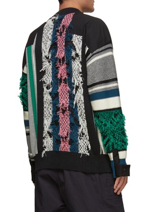Back View - Click To Enlarge - SACAI - RUG JACQUARD FRINGED TRIM KNIT SWEATER