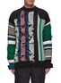 Main View - Click To Enlarge - SACAI - RUG JACQUARD FRINGED TRIM KNIT SWEATER