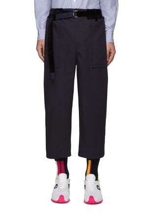 Main View - Click To Enlarge - SACAI - Velvet Waist Detail Cotton Blend Oxford Pants