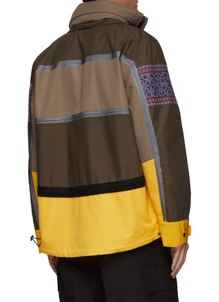 Back View - Click To Enlarge - SACAI - Pattern embroidery colourblock stand collar jacket