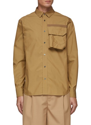Main View - Click To Enlarge - SACAI - ‘Cotton Weather’ Deep Chest Pocket Detail Button Up Shirt