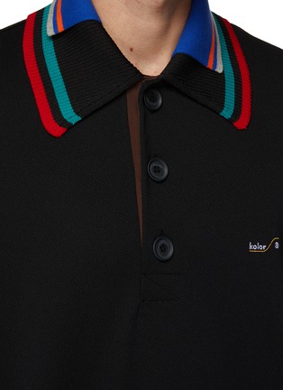  - KOLOR - Double collar logo embroidered polo shirt