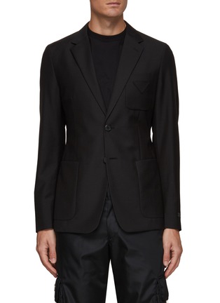 Main View - Click To Enlarge - PRADA - Patch Pocket Mohair Wool Blend Slim Fit Blazer