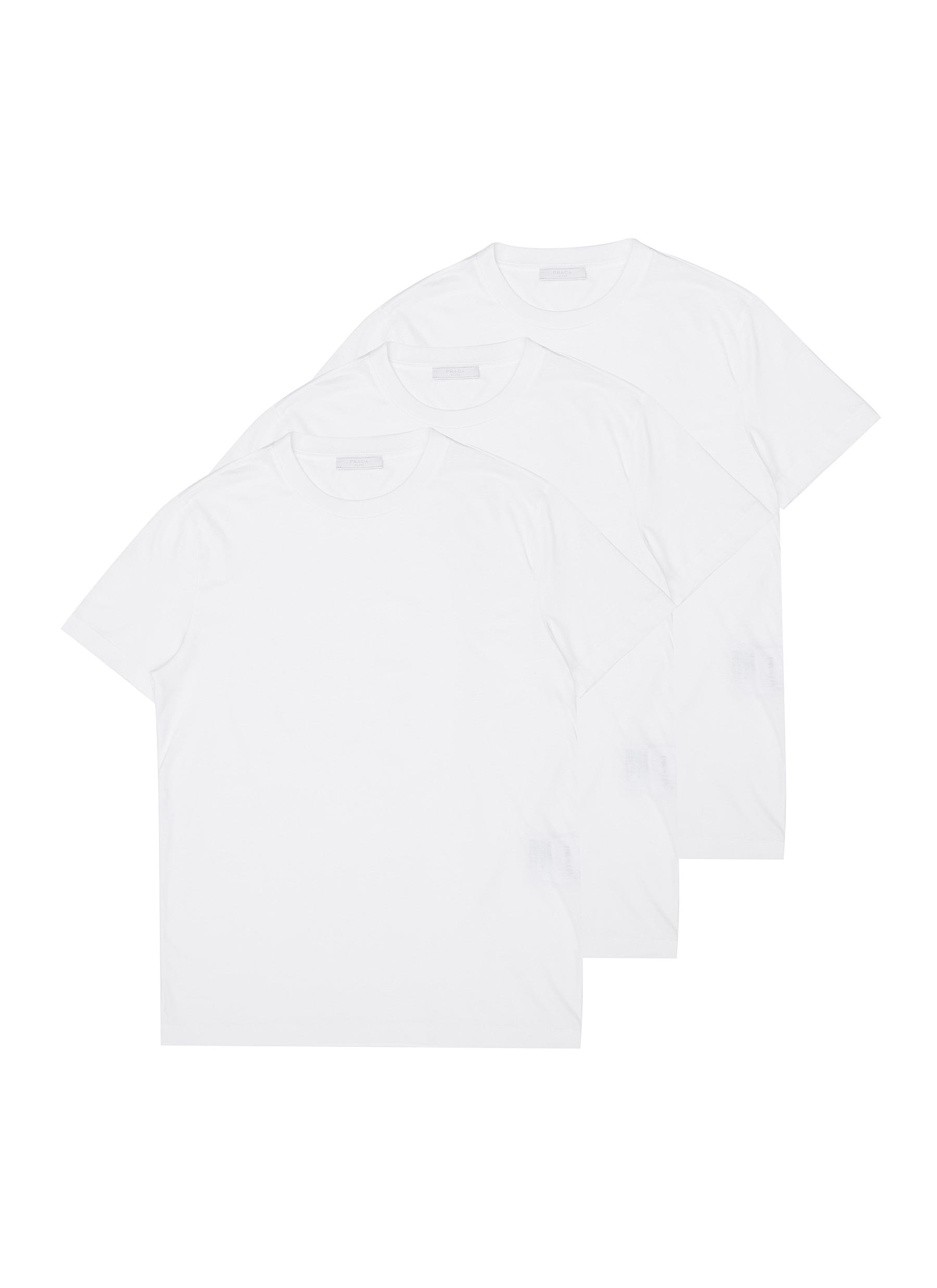 PRADA Slim Fit Cotton Crewneck T Shirts 3 Pack Set Men Lane