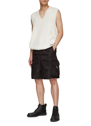 Figure View - Click To Enlarge - PRADA - Elastic waist Re-Nylon cargo shorts
