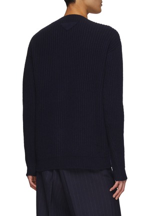 Back View - Click To Enlarge - PRADA - Lace-up collar wool cashmere blend sweater