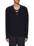 Main View - Click To Enlarge - PRADA - Lace-up collar wool cashmere blend sweater