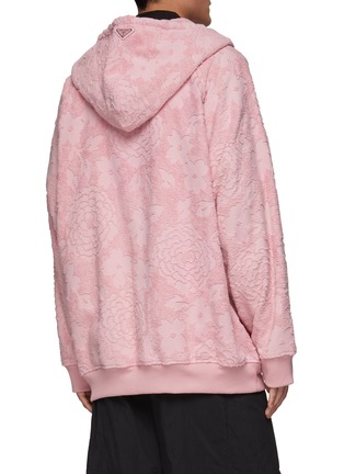 Back View - Click To Enlarge - PRADA - Floral Print Oversize Fleece Hooded Jacket