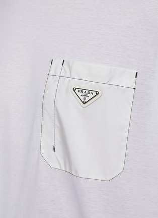 - PRADA - Chest Pocket Contrast Stitch Detail Oversize Cotton Jersey T-Shirt