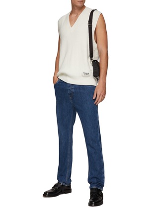 Figure View - Click To Enlarge - PRADA - Metallic logo tab denim jeans