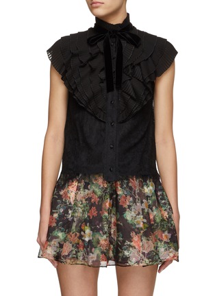 Main View - Click To Enlarge - ALICE & OLIVIA - REMINGTON' LACE BUTTON UP RUFFLE BLOUSE