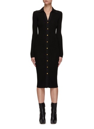 Main View - Click To Enlarge - ALICE & OLIVIA - Alcina' Ribbed Knit Button Down Polo Dress