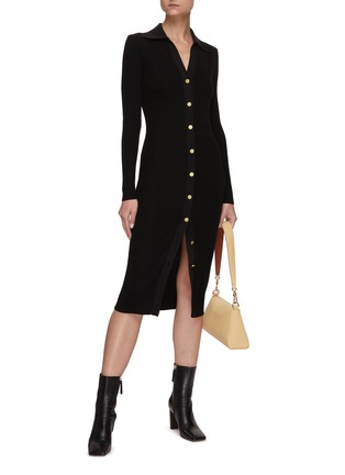 Figure View - Click To Enlarge - ALICE & OLIVIA - Alcina' Ribbed Knit Button Down Polo Dress