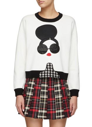 Main View - Click To Enlarge - ALICE & OLIVIA - GLEESON' APPLIQUE BOXY PULLOVER