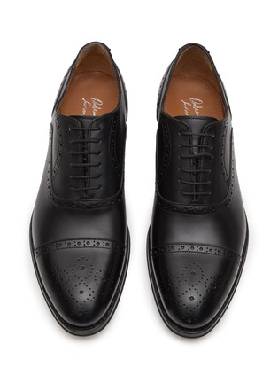 Detail View - Click To Enlarge - ANTONIO MAURIZI - Almond Toe Punched Leather Oxford Shoes