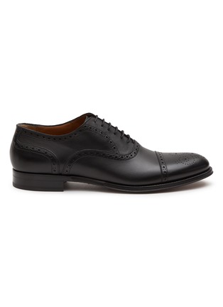 Main View - Click To Enlarge - ANTONIO MAURIZI - Almond Toe Punched Leather Oxford Shoes