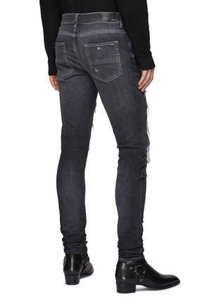Back View - Click To Enlarge - AMIRI - ‘Thrasher’ Bandana Lined Distress Skinny Denim Jeans