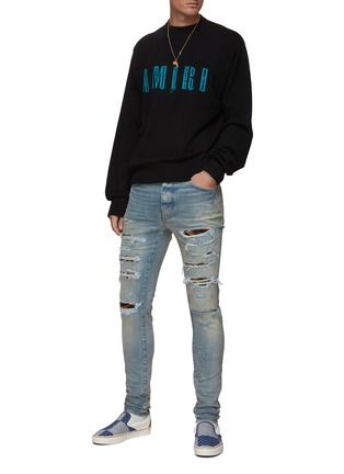 Figure View - Click To Enlarge - AMIRI - CUTOUT CONTRAST LOGO CASHMERE SWEATER